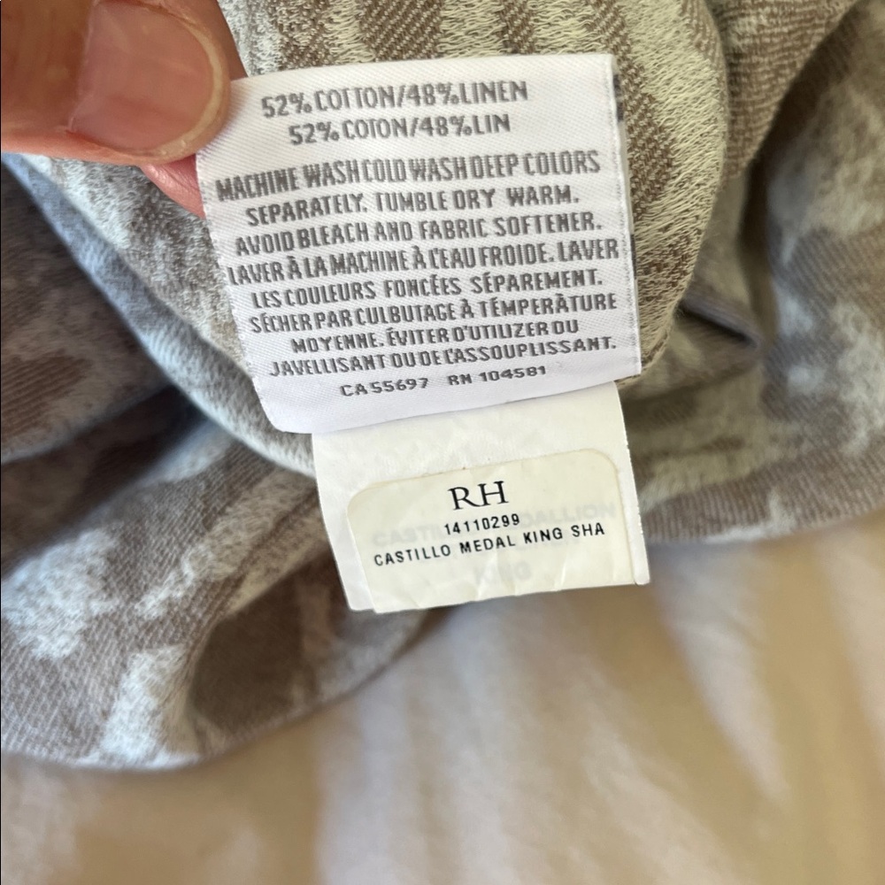 Restoration Hardware Castillo Medal King ShamNatural/Mushroom - Picture 6 of 8
